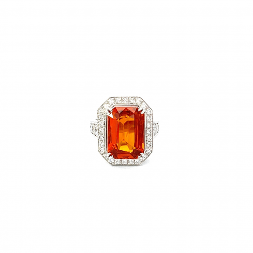 천연 오렌지사파이어 8.41ct 에멜컷 반지