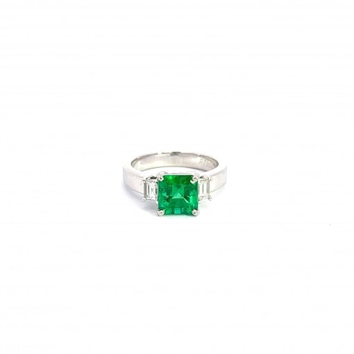 천연 1.62ct 사각 에메랄드 반지