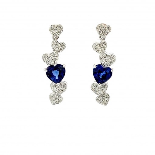 천연 세이론 블루 하트 3.43ct 귀걸이